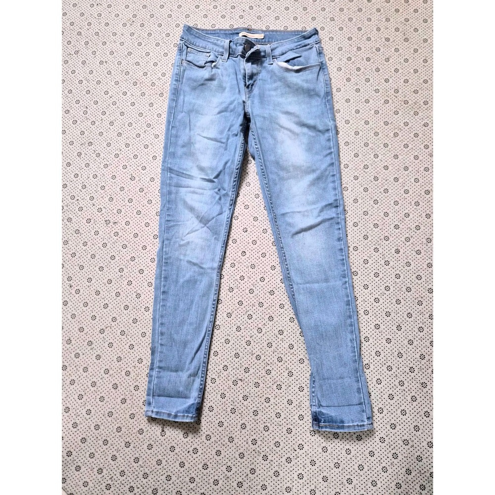 Levis 535 Super Skinny Jeans Light Wash Blue Denim Womens Mid Rise Size 28